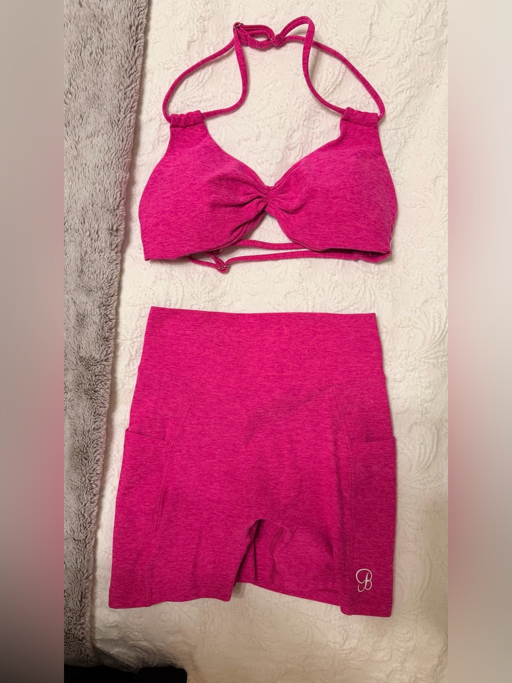Bombshell Sportswear Hot Pink Seamless Bralette & High-Waist Leggings Shorts